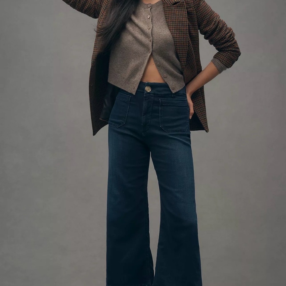 Pilcro High-Rise Wide-Leg Jeans in Deep Blue